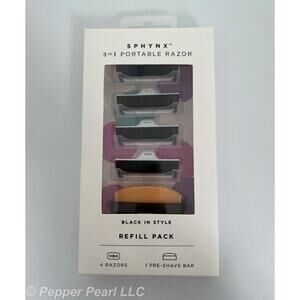 Sphynx 3 in 1 Portable Razor Refill Pack 4 Blade Cartridges and 1 Pre-shave Bar
